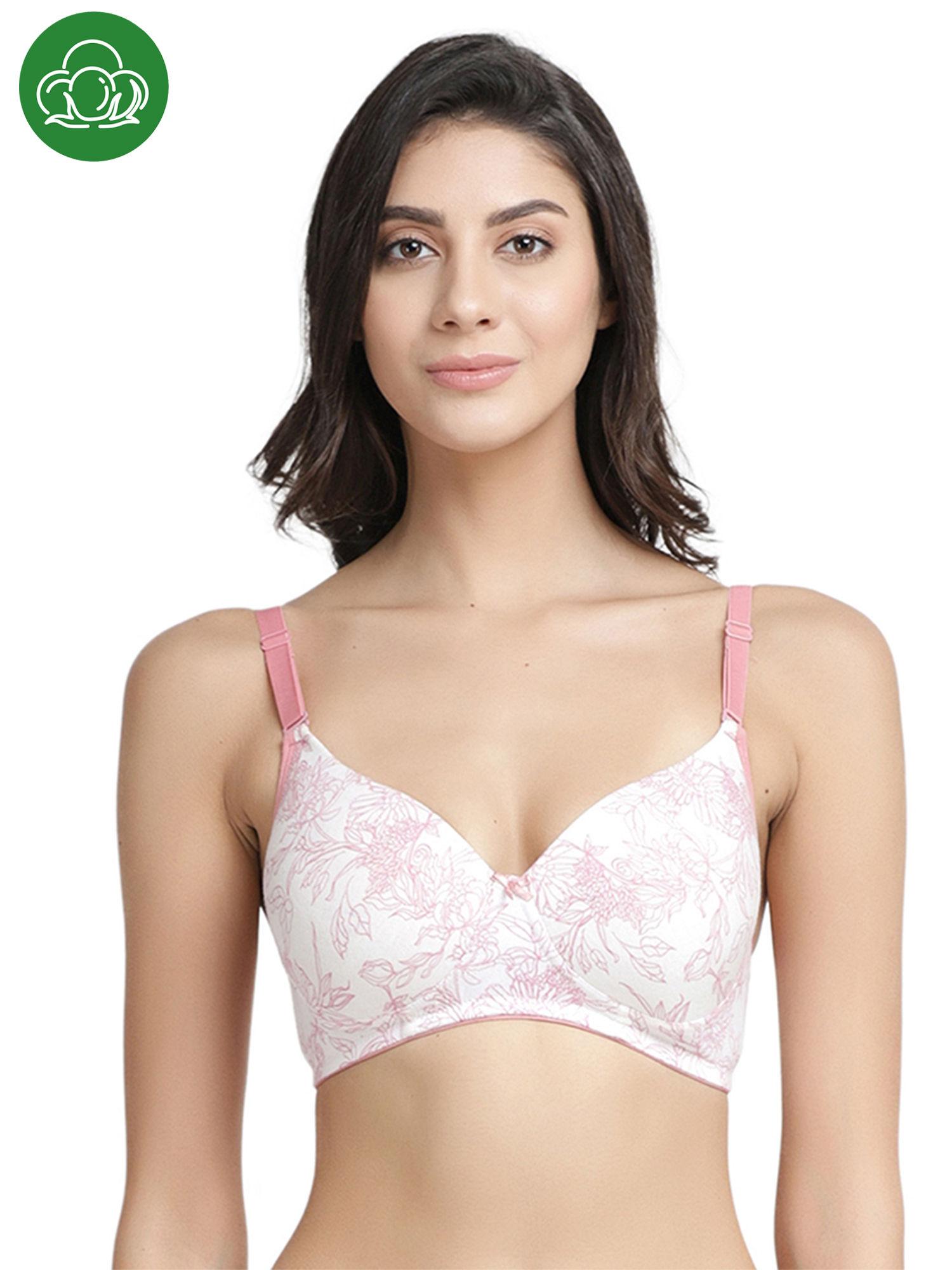 organic antimicrobial wire-free padded bra - pink