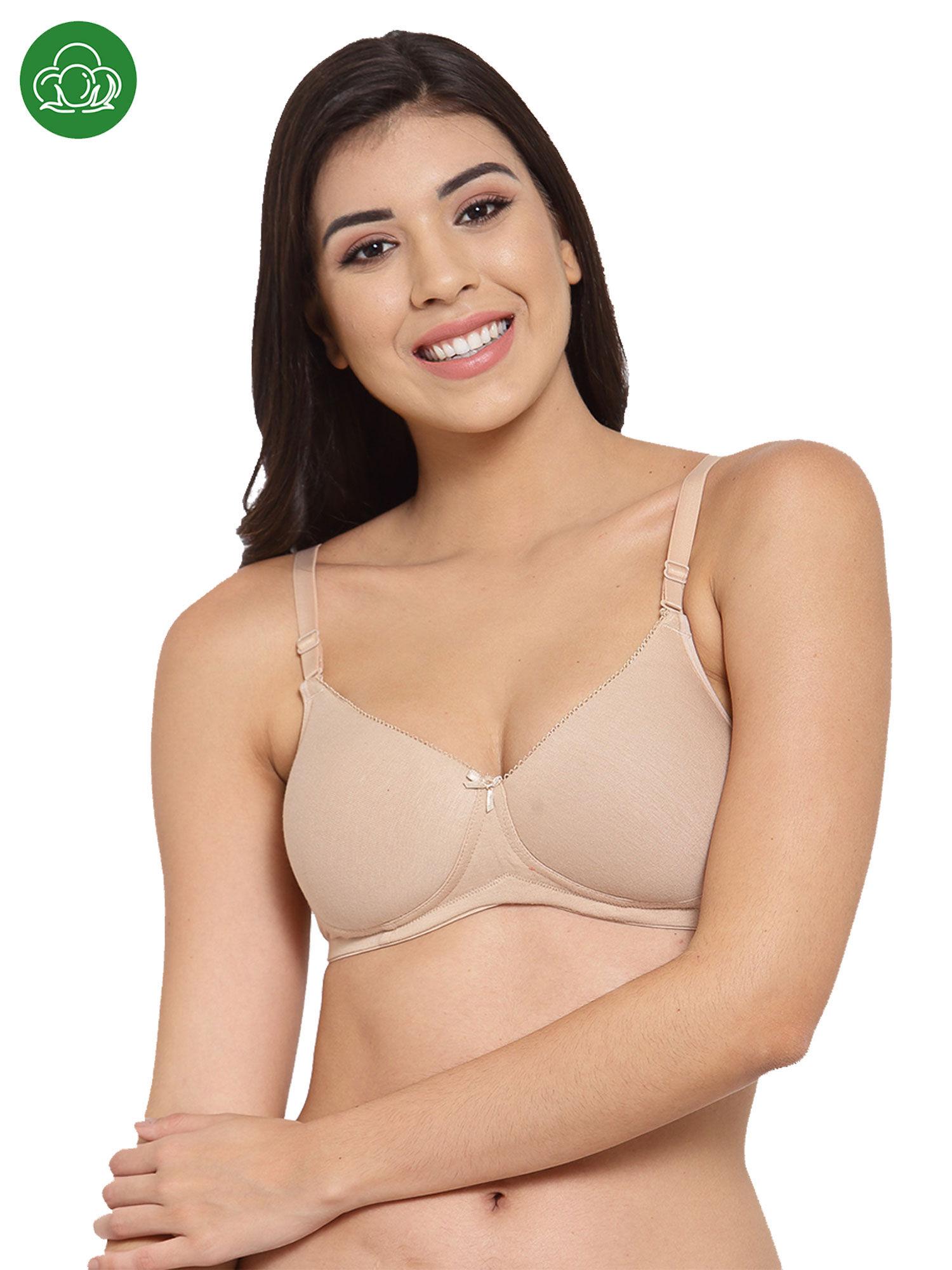 organic cotton antimicrobal padded t-shirt bra-nude