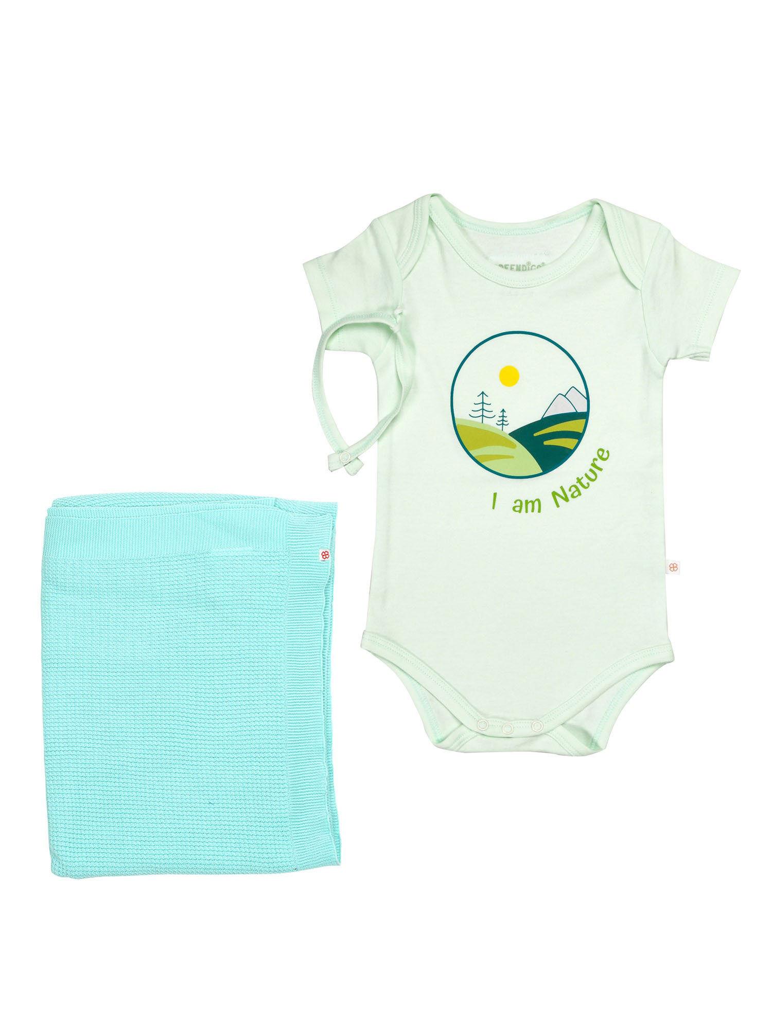 organic cotton baby bodysuit and blanket for babies (set of 2)