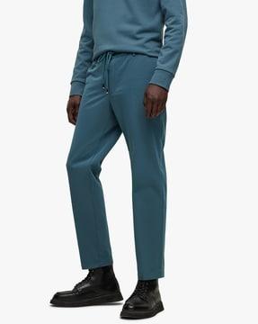 organic cotton blend slim fit trousers