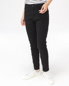 organic cotton blend stretch ankle length skinny trousers