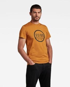 organic cotton crew-neck t-shirt with brand print