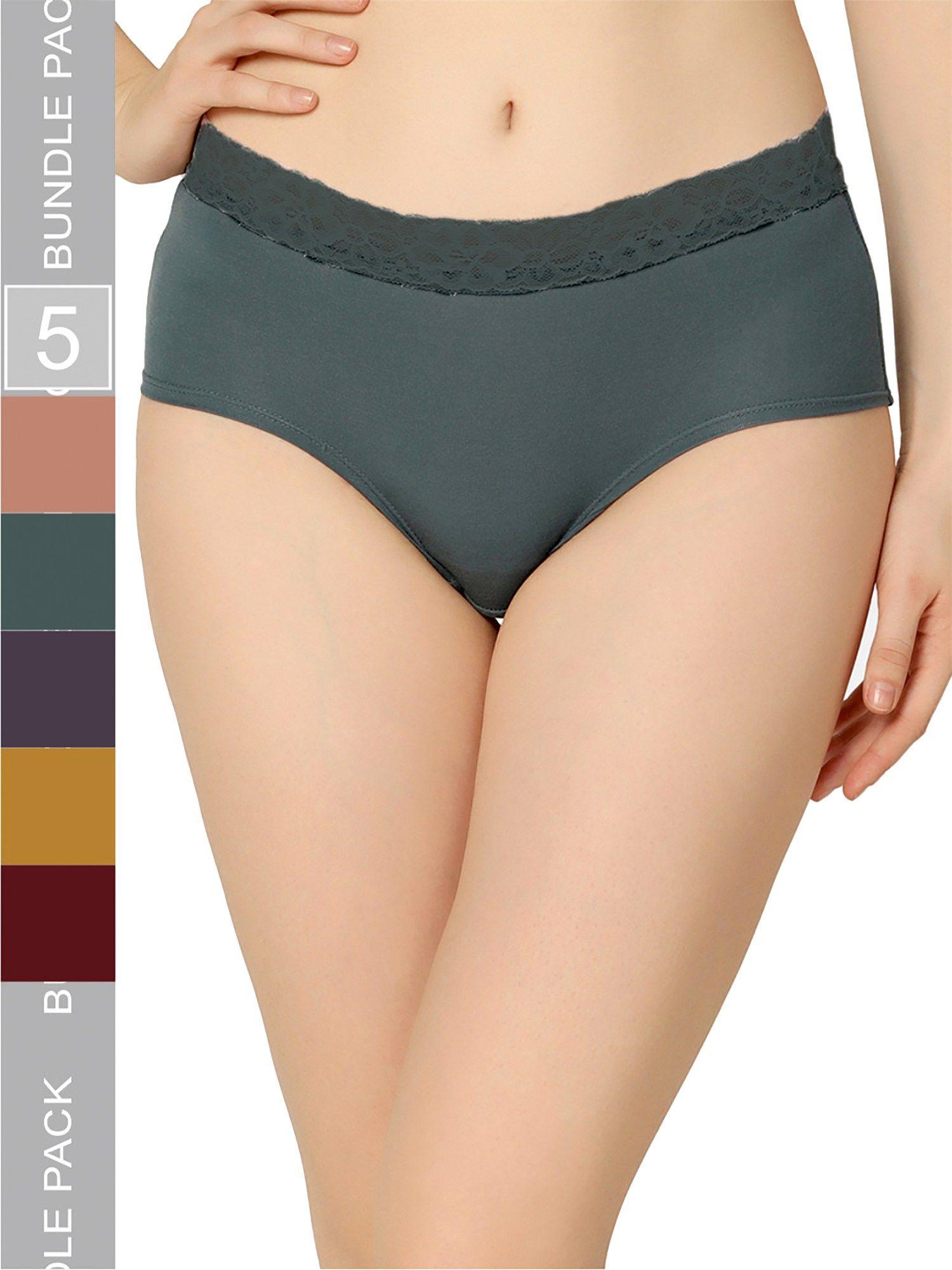 organic cotton everyday v- shape multi-color panties (pack of 5)