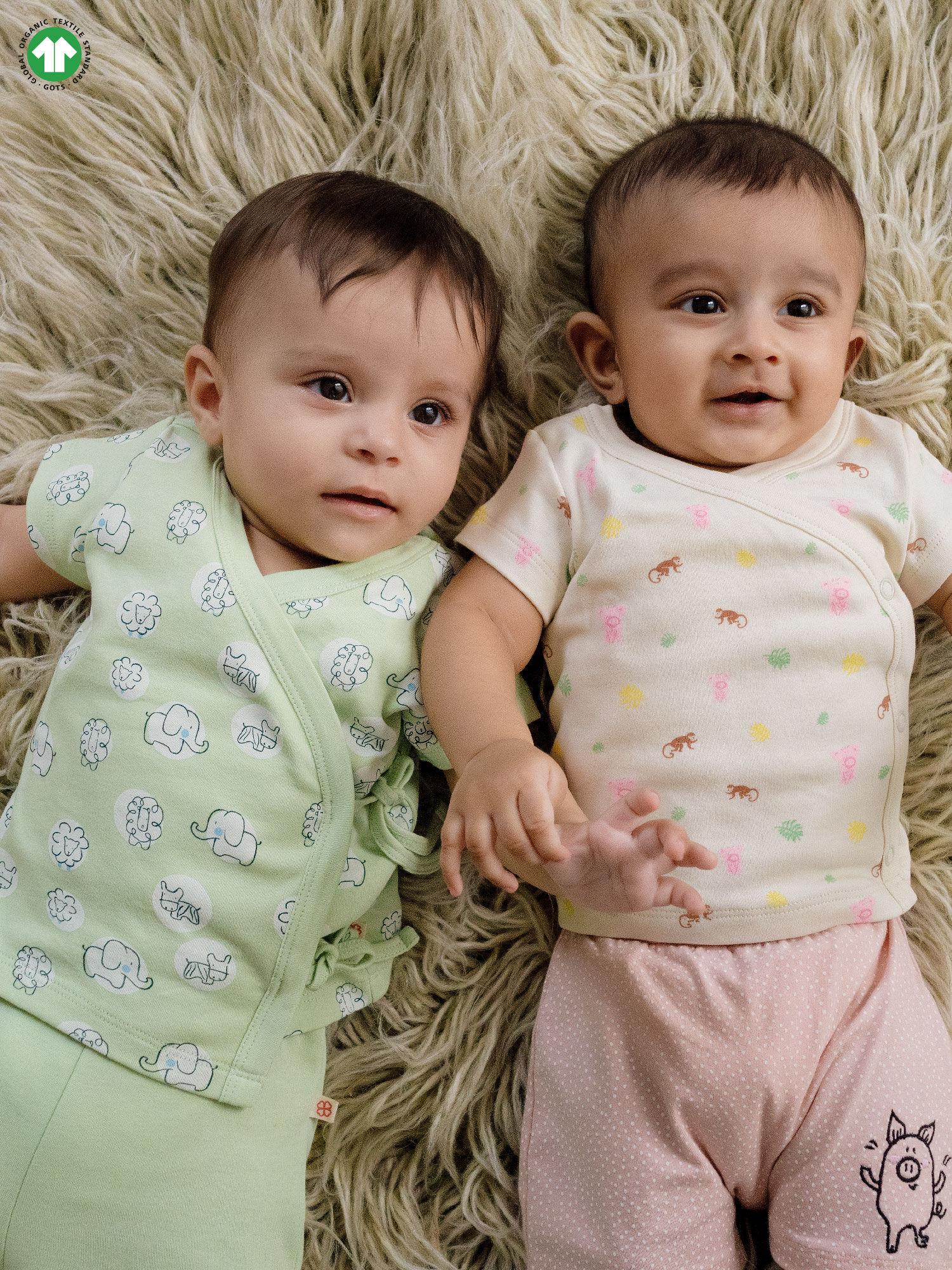 organic cotton multicolour printed half sleeve tshirt top for babies
