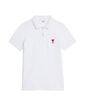 organic cotton polo t-shirt with logo embroidery
