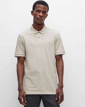 organic cotton regular fit polo t-shirt with embroidered logo