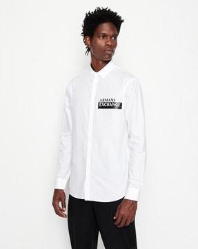 organic cotton regular fit shirt with embossed logo