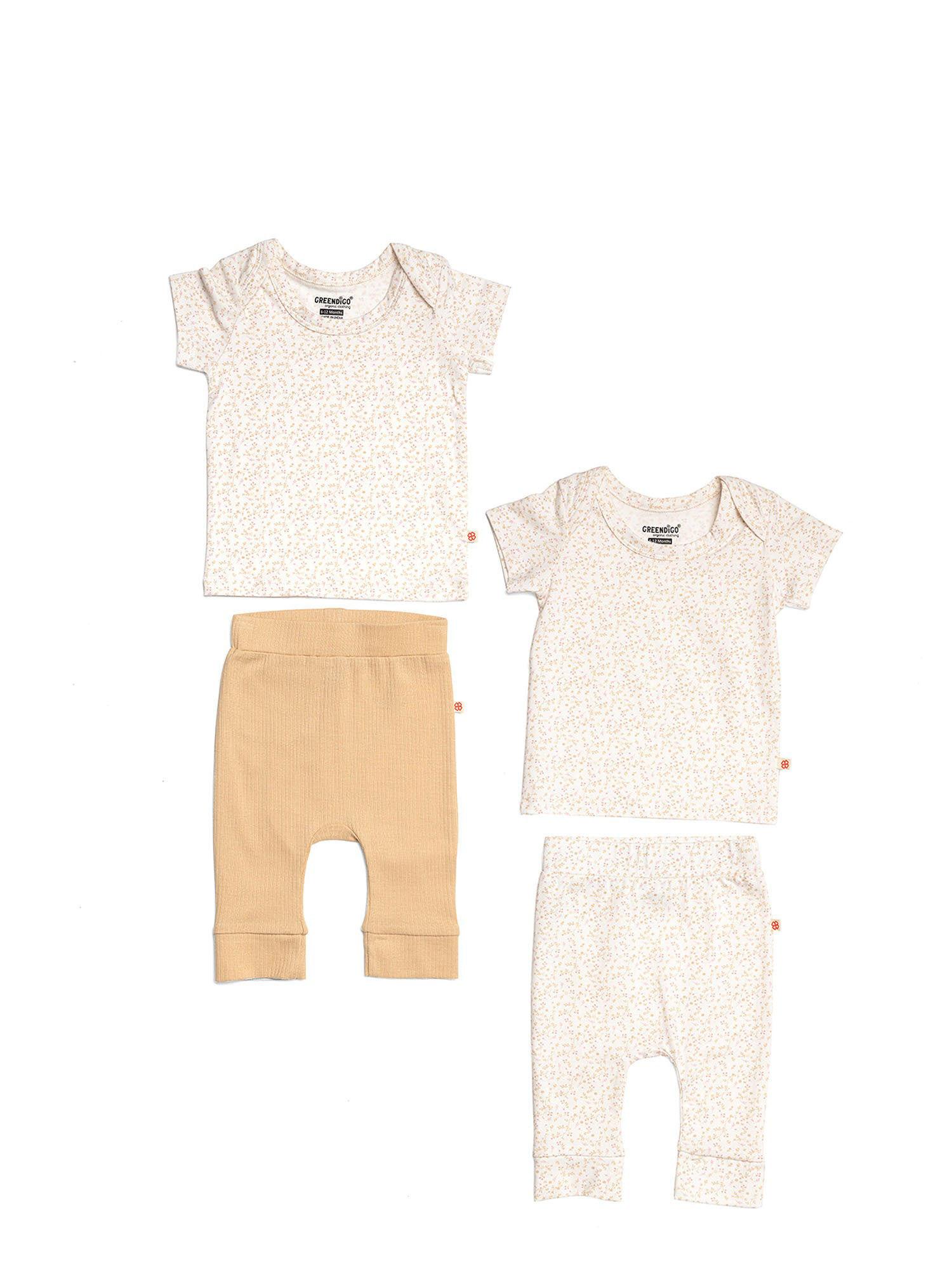 organic cotton solid top and pants (set of 4)