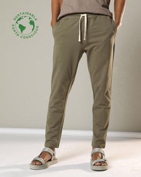 organic cotton straight track pants with drawstring waist