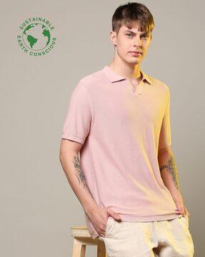 organic cotton structured notch collar polo t-shirt