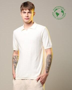 organic cotton structured notch collar polo t-shirt