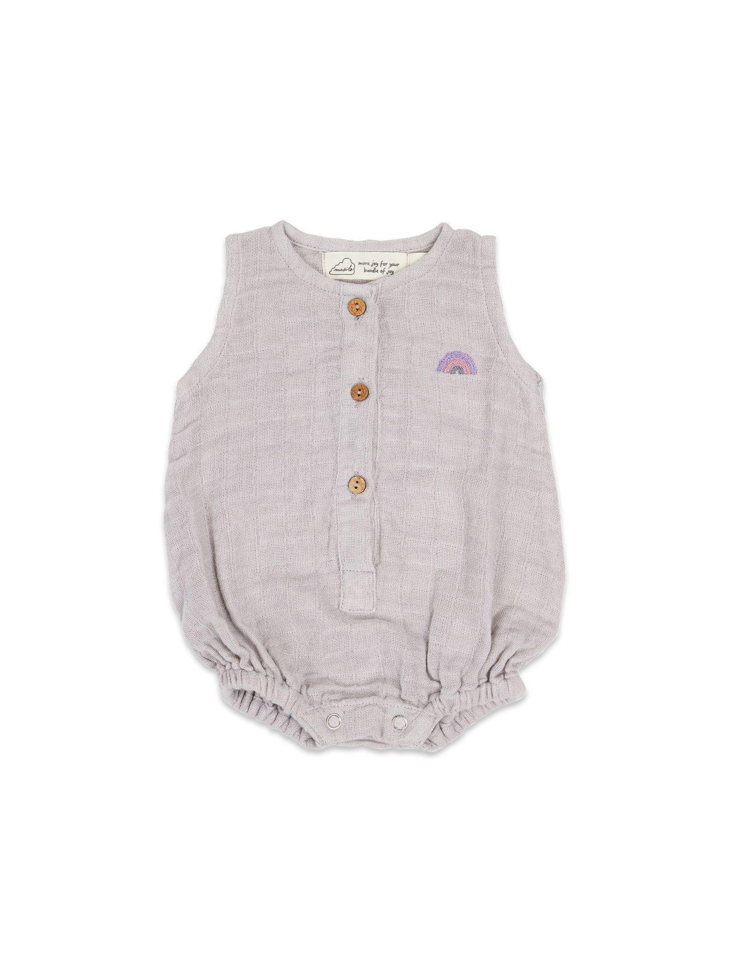 organic muslin baby romper - grey