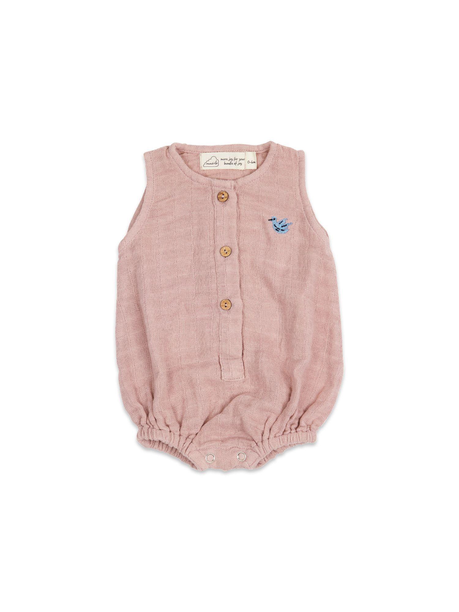 organic muslin baby romper - old rose