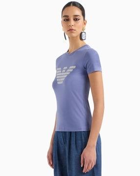 organic stretch jersey t-shirt with asv oversized eagle pattern