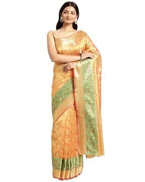 organza saree with paisley woven motifs
