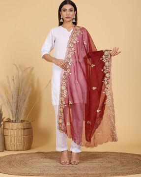 organza dupatta with zari and sequins