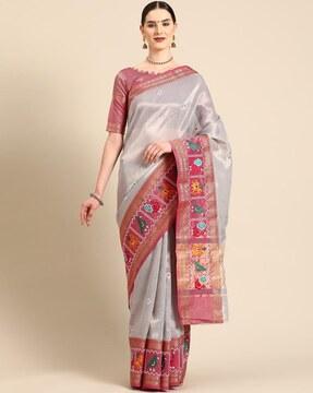 organza embroidery patola work saree saree