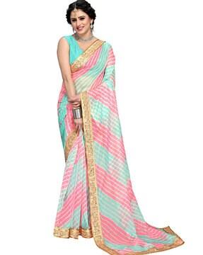 organza fabric striped saree