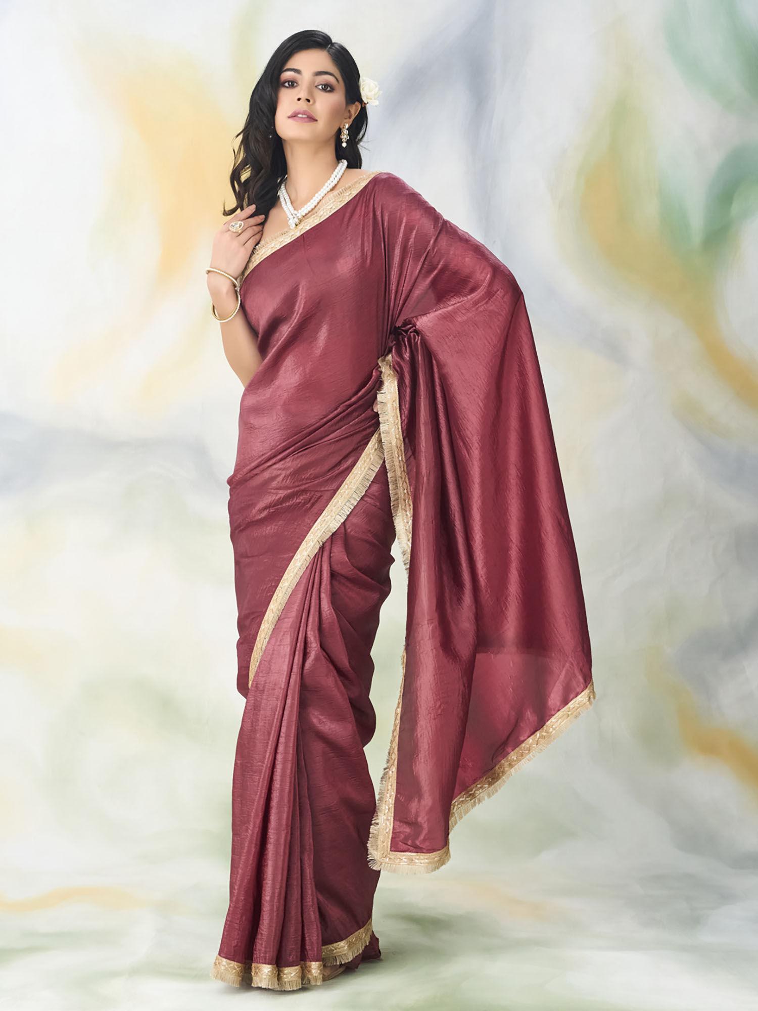 organza lace work saree with unstitched blouse