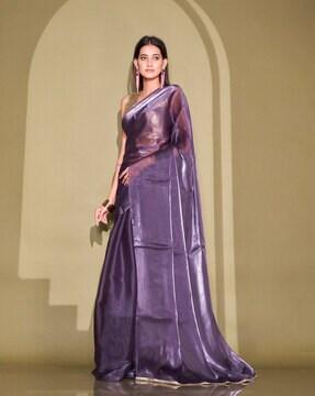 organza saree with embellished border