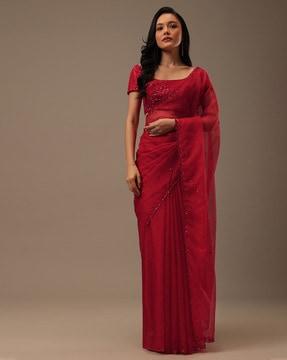 organza saree with embellishment