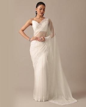 organza saree with embellishment