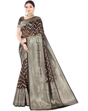 organza saree with floral woven motifs