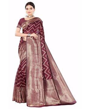 organza saree with floral woven motifs