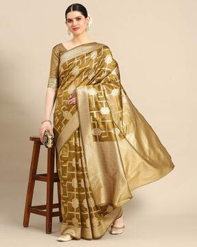 organza saree with floral woven motifs