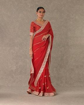 organza saree with patch border