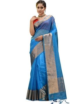 organza saree with tassels