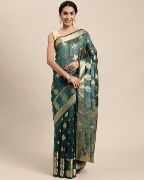 organza saree with unstitched blouse piece