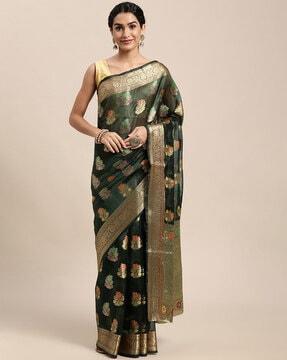 organza saree with unstitched blouse piece