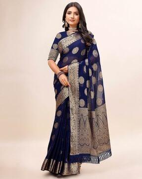 organza silk woven saree with border