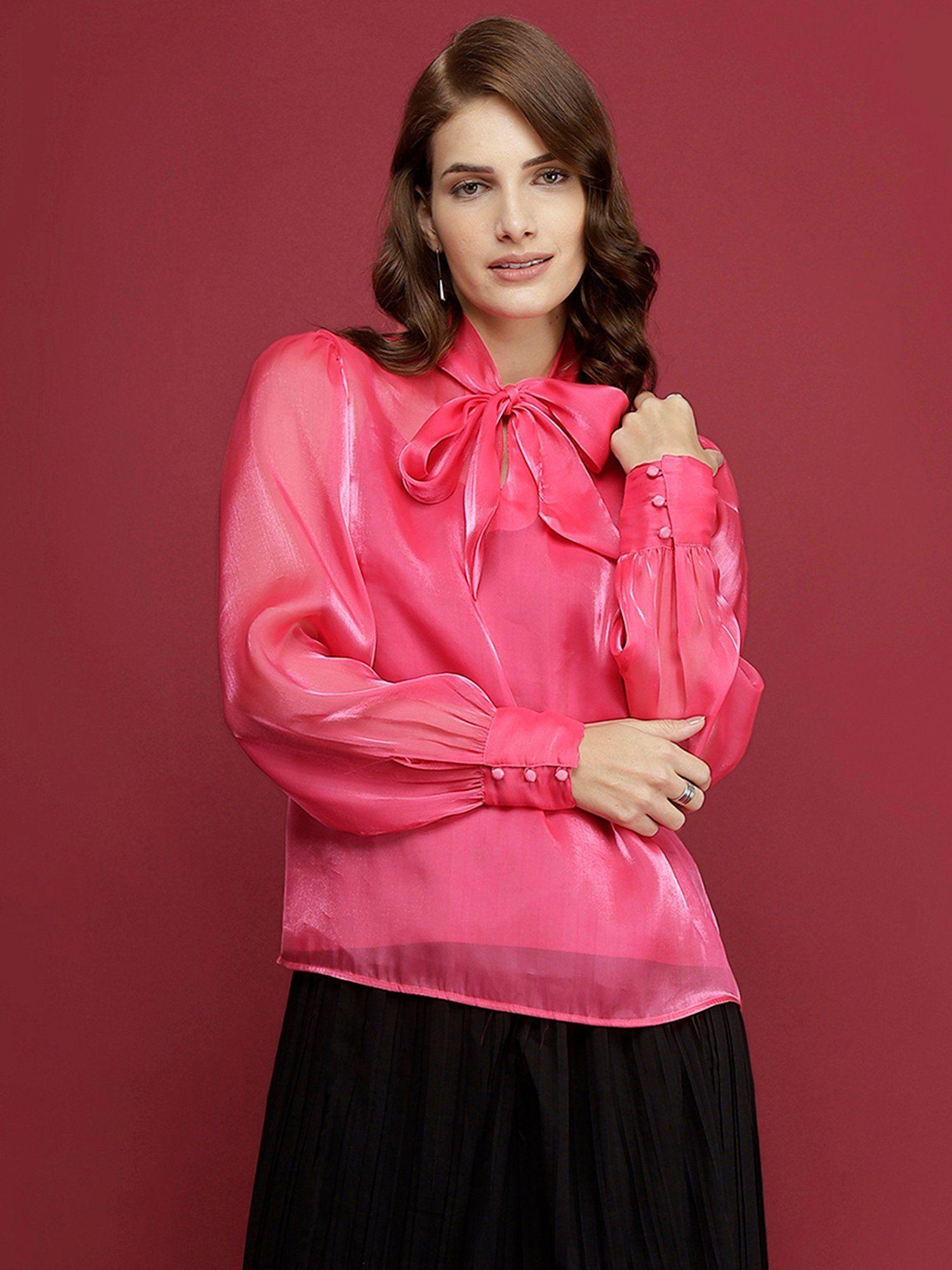 organza solid top - pink