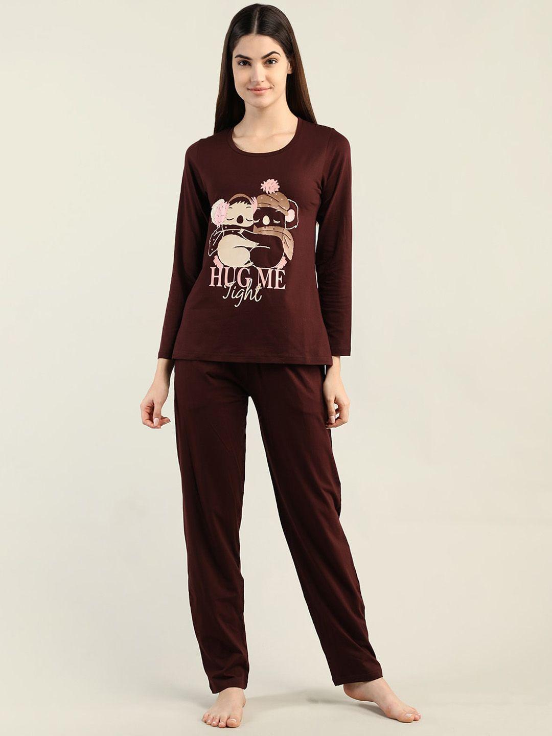 organzaa women printed t-shirt & pyjama night suit
