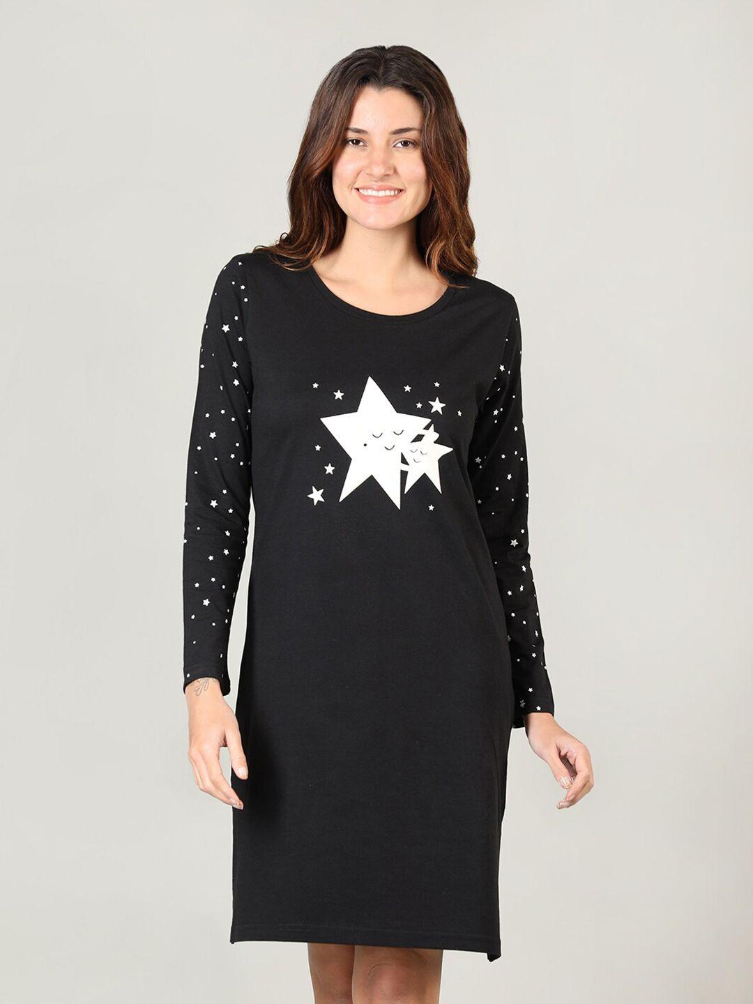 organzaa black printed nightdress