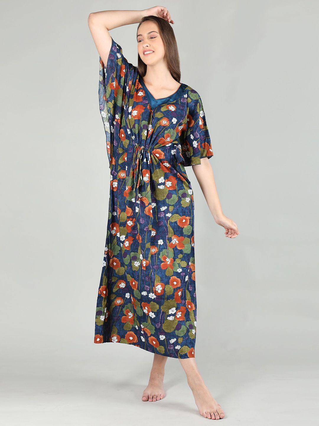 organzaa floral printed kaftan maxi nightdress