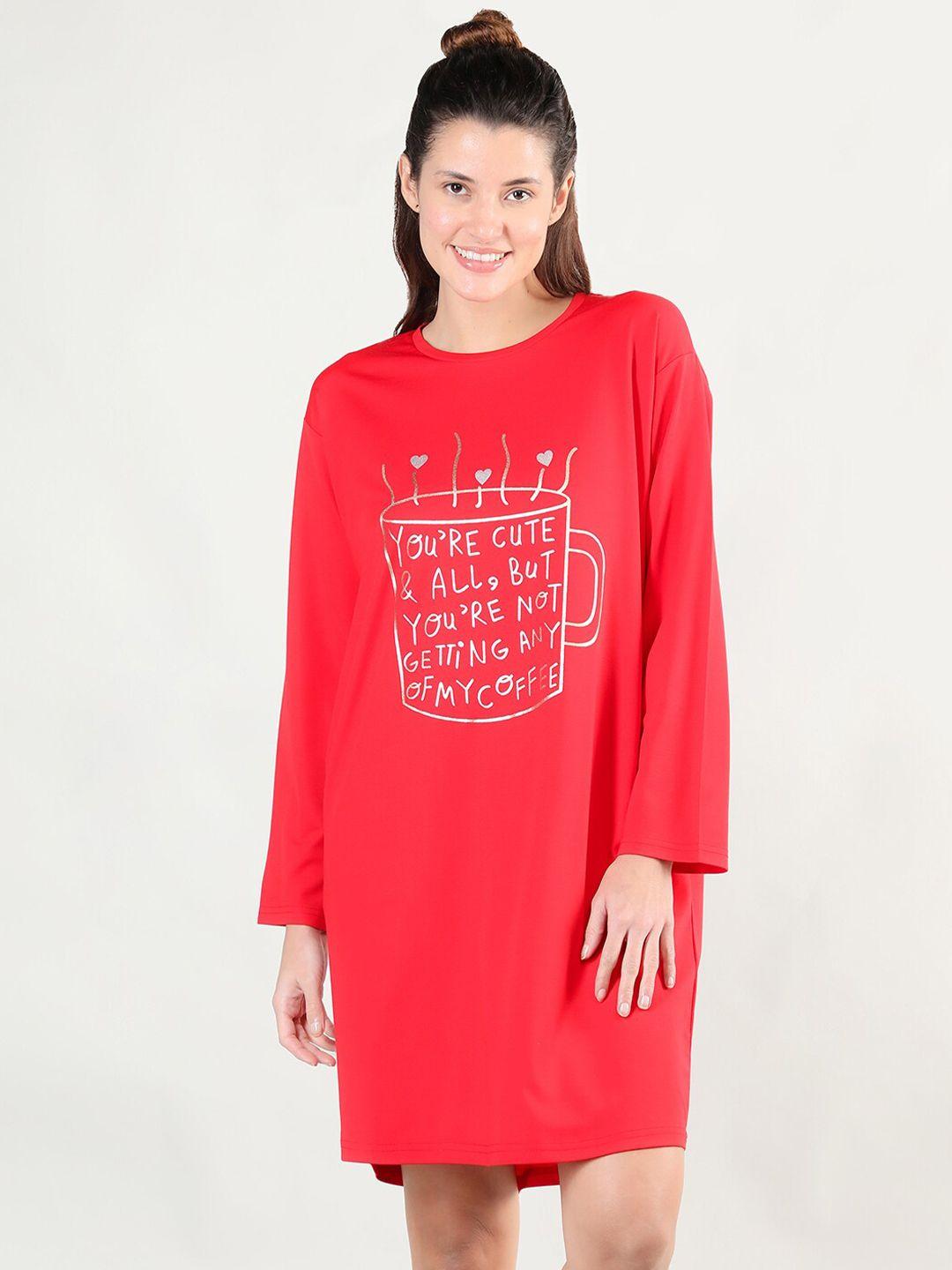 organzaa red printed nightdress