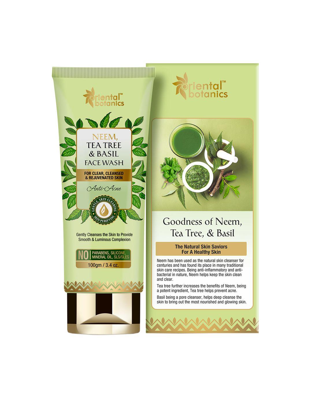 oriental botanics neem tea tree & basil anti acne face wash 100ml