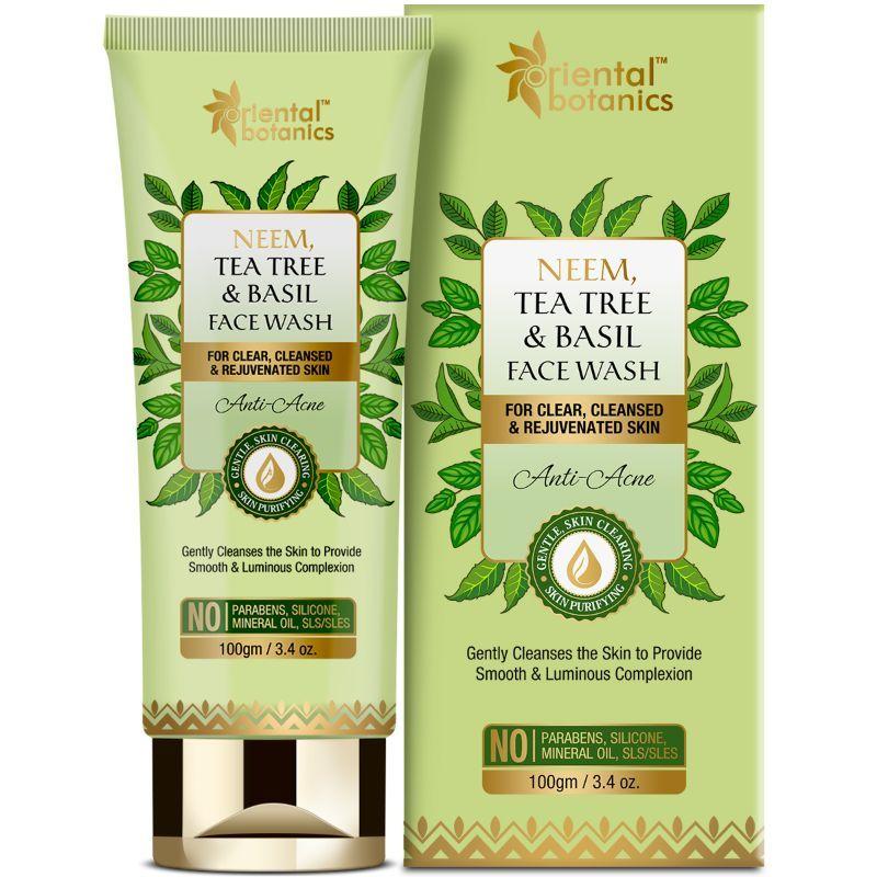 oriental botanics neem, tea tree and basil anti acne face wash
