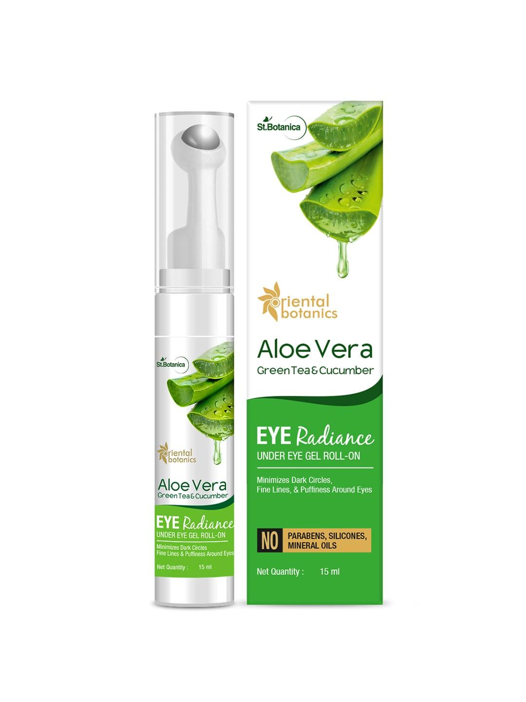 oriental botanics unisex aloe vera green tea & cucumber under eye gel roll-on15ml