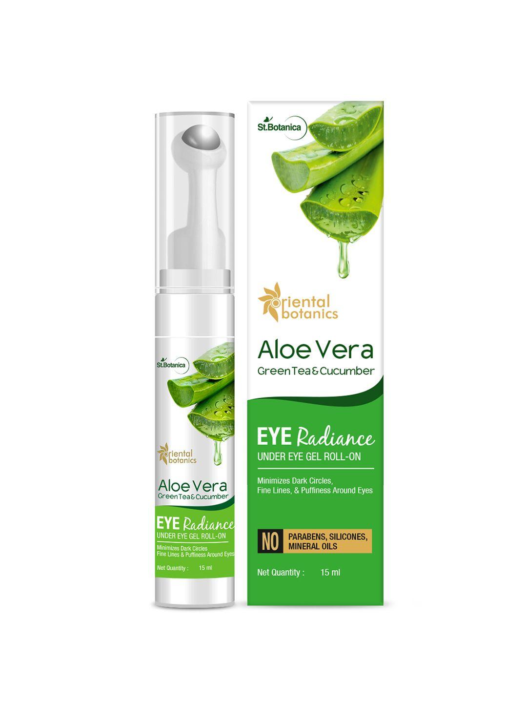 oriental botanics unisex aloe vera green tea & cucumber under eye gel roll-on15ml