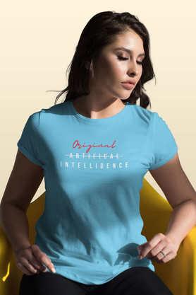 original intelligence round neck womens t-shirt - sky blue