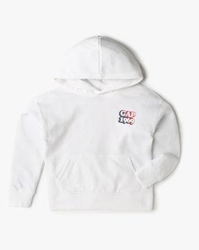 original logo print hoodie with kangaroo pockets