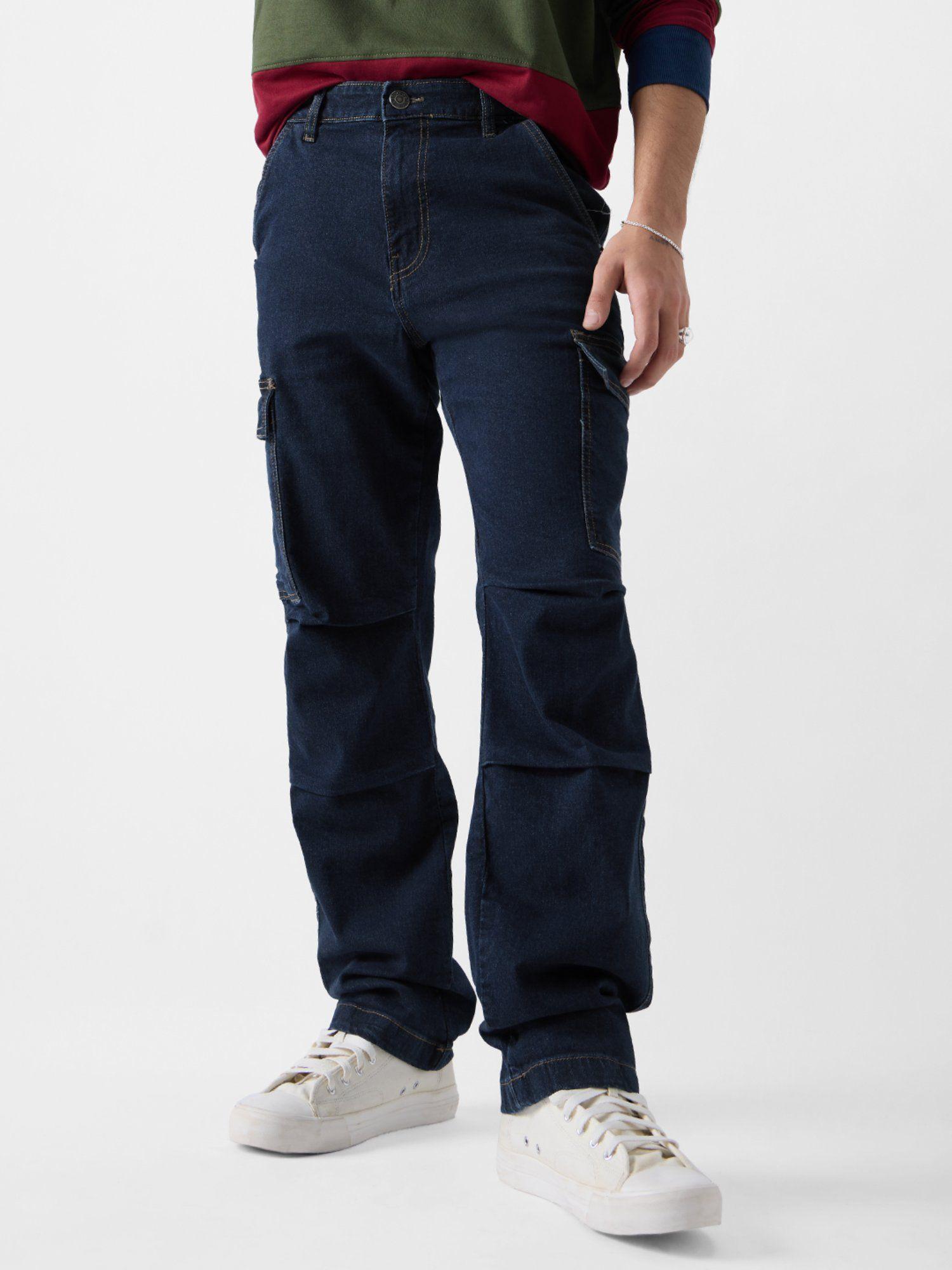 original solids dark blue men cargo jeans