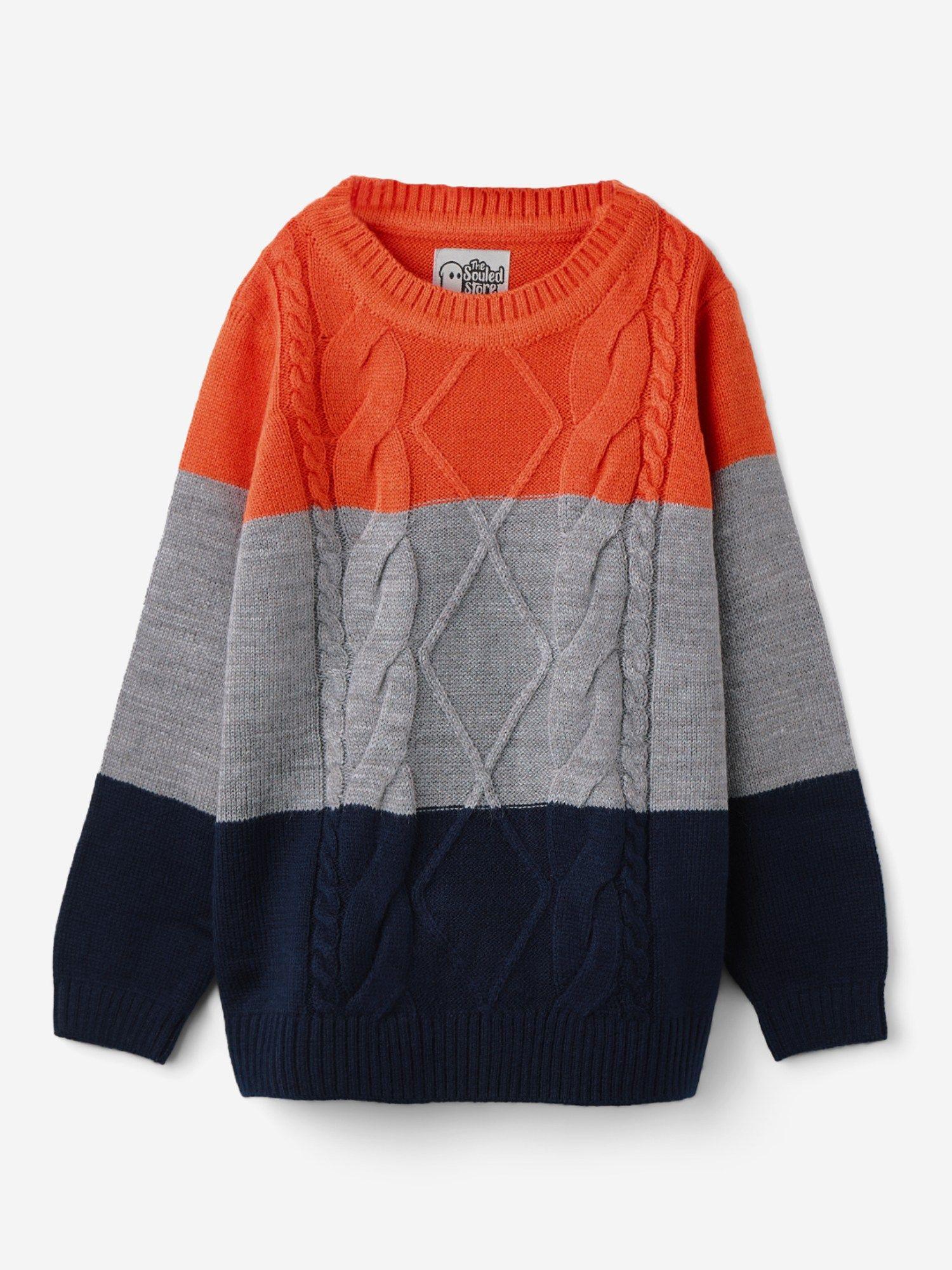 original solids: orange, blue (colourblock) boys sweaters