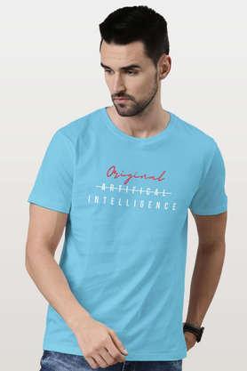 original intelligence round neck mens t-shirt - sky blue