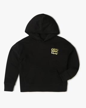 original logo print hoodie with kangaroo pockets