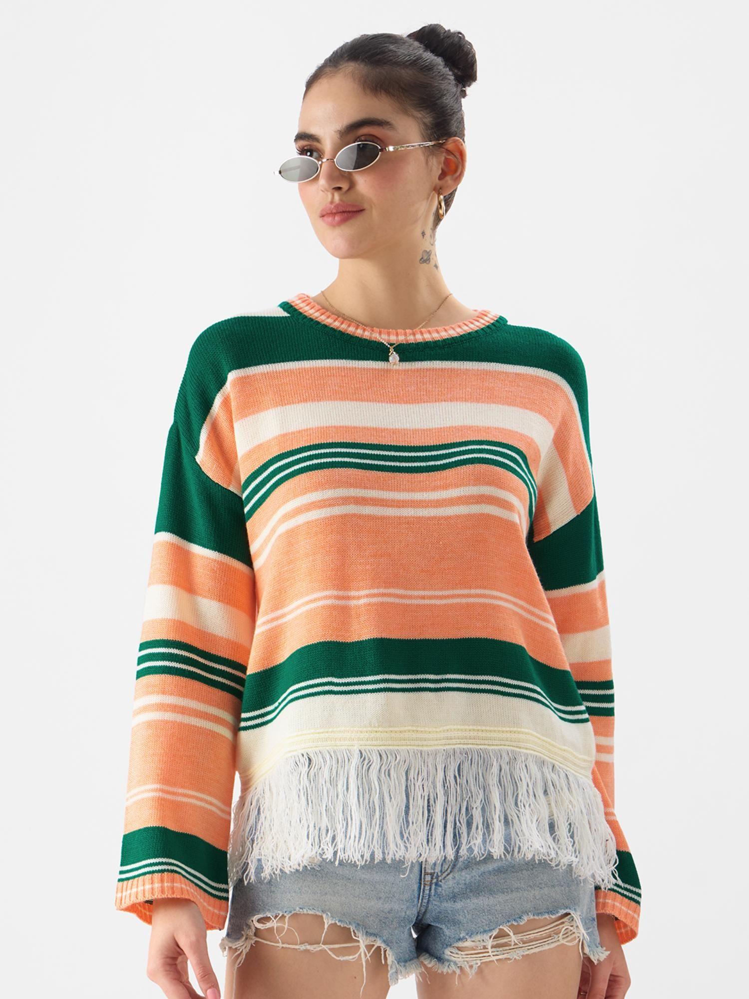 original panama stripes women oversized sweater